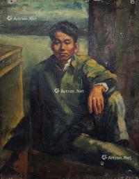  1952年作 志愿军战斗英雄 镜框 布面油画