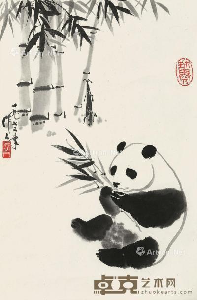  1972年作 熊猫 立轴 设色纸本 49.5×33cm