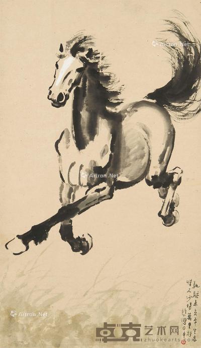 1944年作 奔马图 镜心 设色纸本 104.5×60.8cm