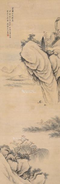  甲寅(1854年)作 山水 立轴 设色绢本