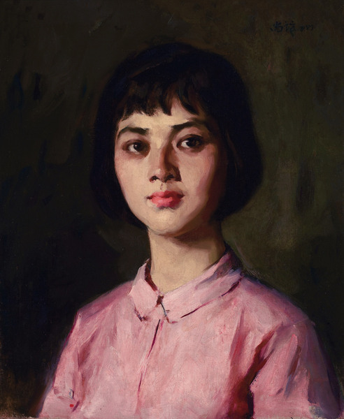  1977年 女青年肖像 布面 油画