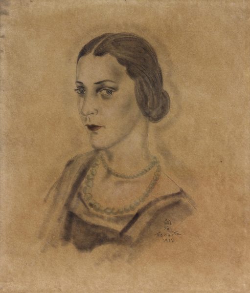  1927年 Nelly Cosmelli 肖像 纸本 水彩