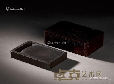 * 清乾隆 浮雕夔龙捧寿背福禄寿图歙砚 14.3×8.8×2.2cm