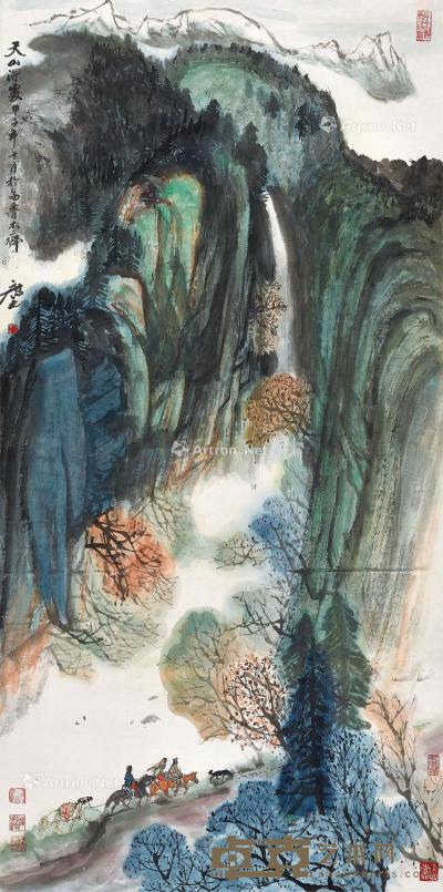  甲子（1984年）作 天山深处 立轴 设色纸本 136.5×67.5cm