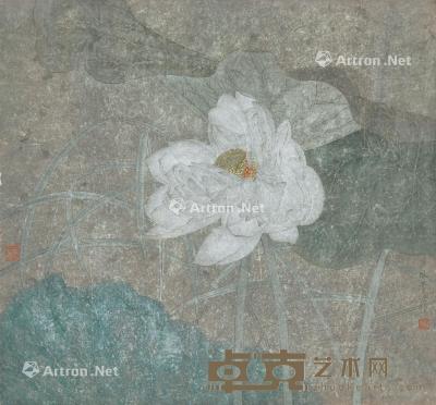 庚辰（2000年）作 风摇菡萏香 镜心 设色纸本 43.3×46.5cm