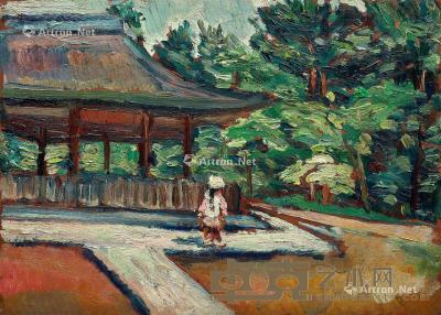  1927年作 日本风景 木板油画 23.5×33cm