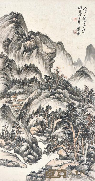 丙戌(1946年)作 日长山静 镜心 设色纸本 106×56cm