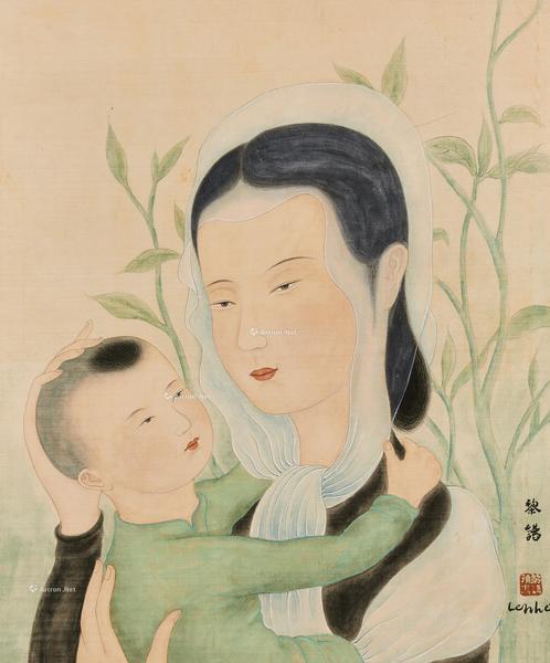  母爱 镜心 设色绢本