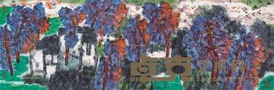  甲申（2004年）作 秋林 镜心 设色纸本 34×105.5cm