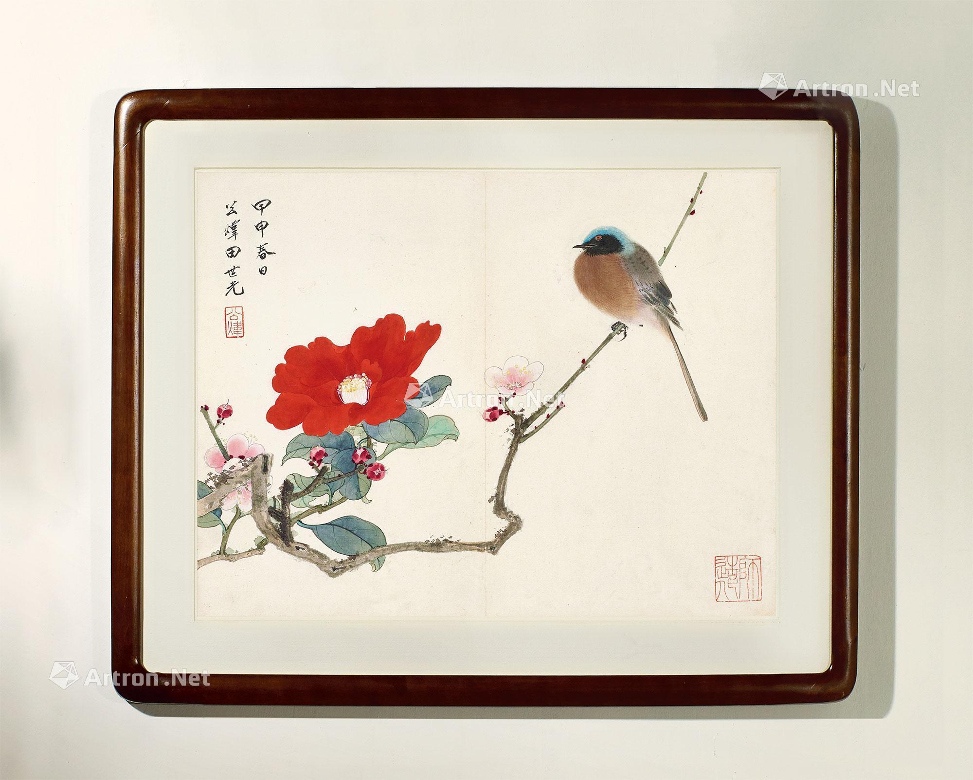 甲申(1944年)作 东风第一枝 镜心 设色纸本 26.5×34.5cm