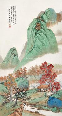  甲子（1924年）作 千红万紫秋山 立轴 设色纸本