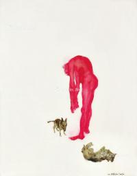  2001年作 红人与黑根 布面油画