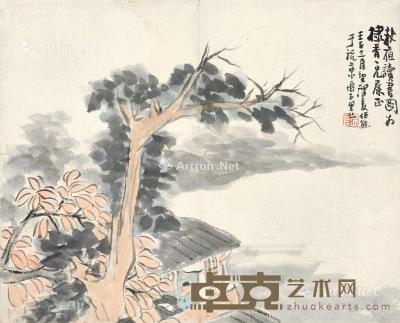  壬子（1852年）作 秋夜读书 立轴 设色纸本 27×33.8cm