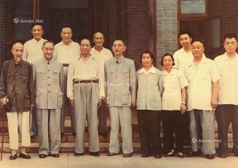  1959年 毛主席在长沙与友人合影 彩色转印
