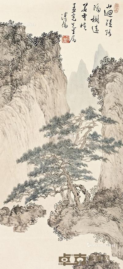 * 远峰松壑 立轴 设色纸本 67×31cm