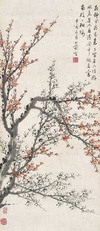  壬寅（1902年）作 南枝一树梅 立轴 设色纸本