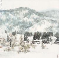  甲子（1984年）作 雪霁 镜框 设色纸本