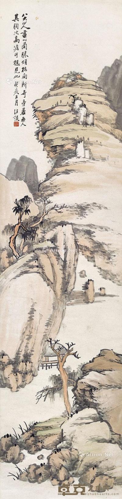  癸亥（1923年）作 枯木晴峦 立轴 设色纸本 135.6×33cm