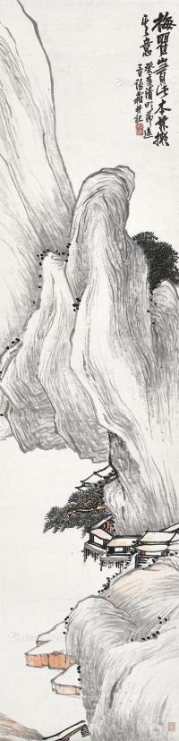  癸亥（1923年）作 江峦幽居 立轴 设色纸本