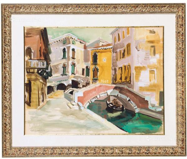  20世纪50年代 威尼斯圣母新堂桥 水粉画