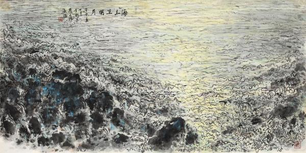  甲申（2004）年作 海上生明月 镜心 设色纸本