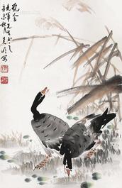  觅食图 镜心 纸本设色