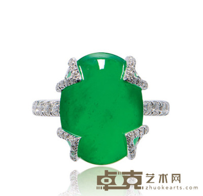  MARGHERITA BURGENER设计，缅甸天然翡翠配钻石戒指 --