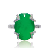  MARGHERITA BURGENER设计，缅甸天然翡翠配钻石戒指