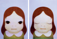 2008年作 宇宙女孩·睁眼、闭眼 （一组共两件） 石版 版画