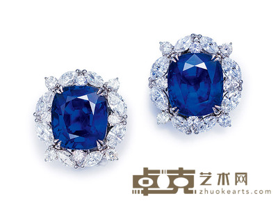 10.35及10.17克拉缅甸「皇家蓝」蓝宝石及钻石耳环，未经加热 --