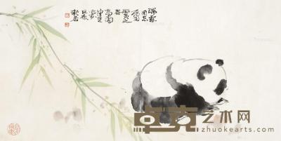  熊猫图 镜片 设色纸本 32×65cm