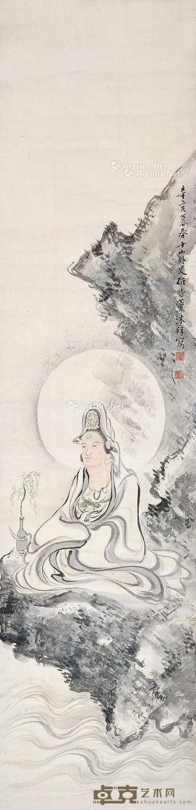 * 杨柳观音 立轴（原装裱） 设色纸本 117×28cm