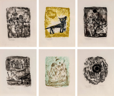  1950年作 哈利·罗斯科伦科巴黎诗篇 （一组共六件） 石版 版画