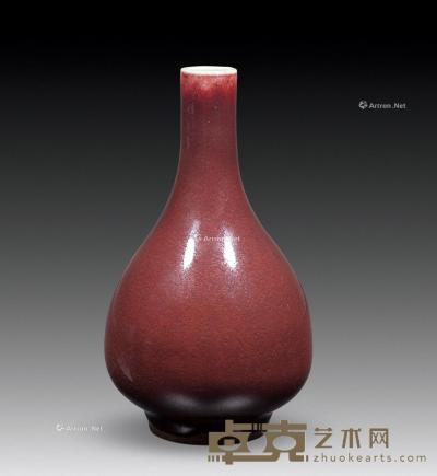  清 祭红釉胆瓶 高16cm