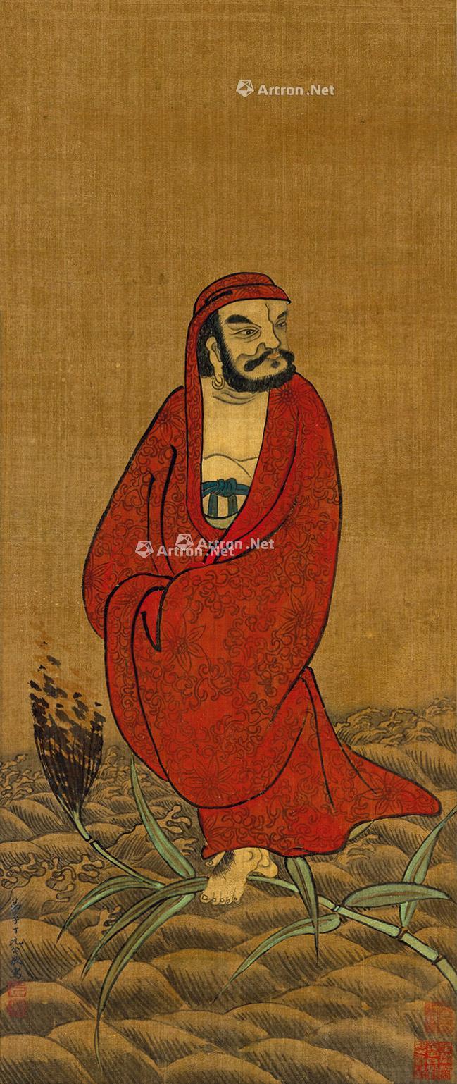 达摩立轴设色绢本