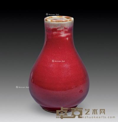  清 窑变红釉瓶 高14cm