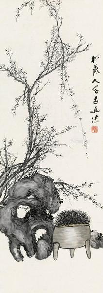  梅花 立轴 设色纸本