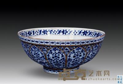  清 描金蓝釉碗 径12.5cm