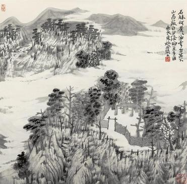  山水 镜心