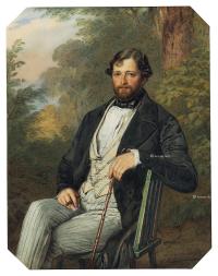  1848年作 男子肖像 纸本水彩
