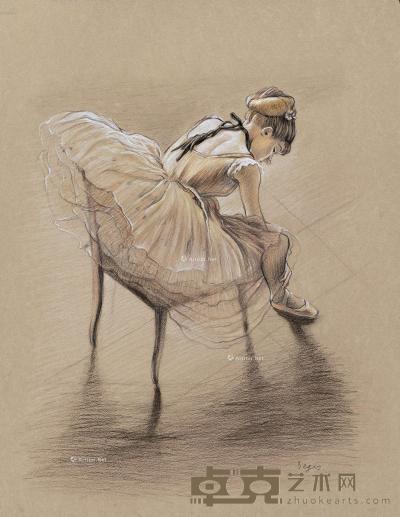  跳芭蕾的女孩 纸本水粉 46×35.5cm