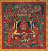 18世纪 不丹 竹巴噶举四世法王 镜心 矿物胶彩棉布