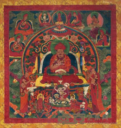  18世纪 不丹 竹巴噶举四世法王 镜心 矿物胶彩棉布 49×66cm