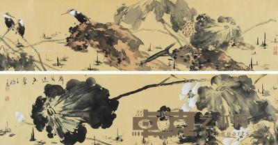 荷风送香气 镜心 设色纸本 35×275cm