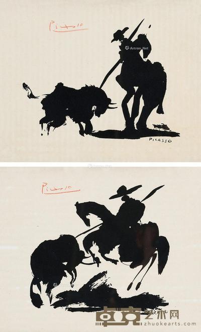 斗牛I、斗牛II 石版画 21×26cm
