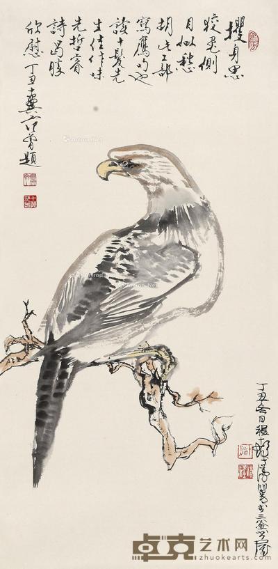 1997年作 苍鹰 立轴 设色纸本 92.5×45cm