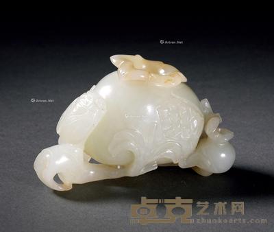 清中期 白玉雕石榴纹水盂 长8cm