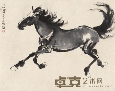  1942年作 奔马 立轴 水墨纸本 52×65.5cm