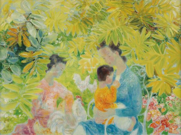  约1970年作 夏日花园 油彩 画布