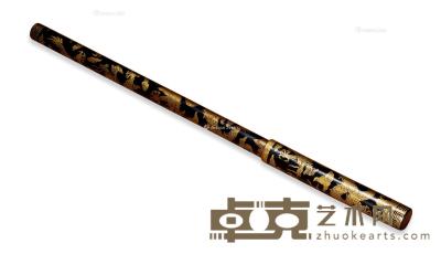  清中期 黑漆描金龙纹毛笔 长28cm